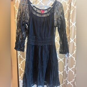 Ultra Pink Black Lace Dress